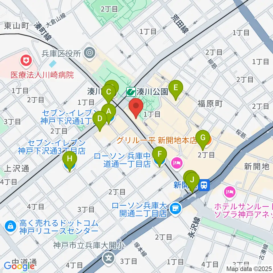 新開地MILKY SOUND周辺のコンビニエンスストア一覧地図