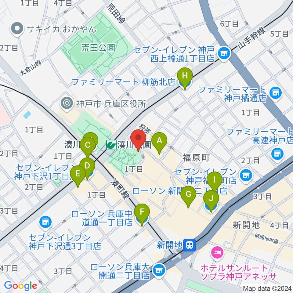 パルシネマしんこうえん周辺のコンビニエンスストア一覧地図