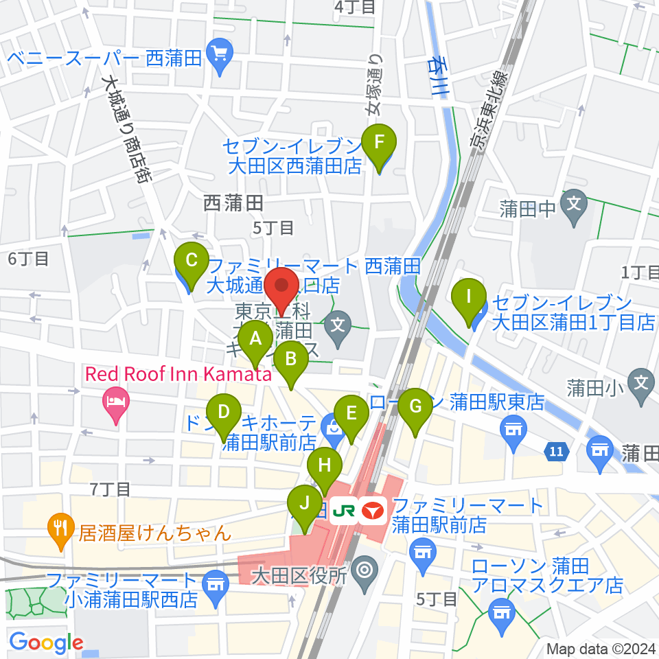 日本工学院アリーナ周辺のコンビニエンスストア一覧地図