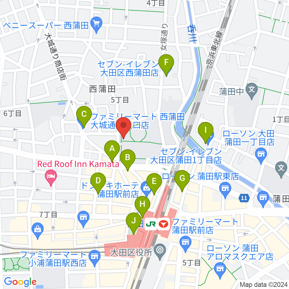 日本工学院アリーナ周辺のコンビニエンスストア一覧地図