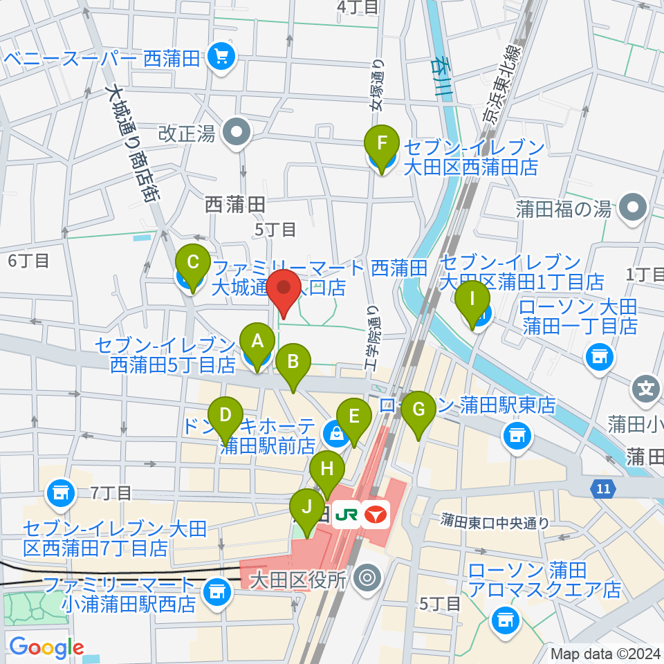 日本工学院アリーナ周辺のコンビニエンスストア一覧地図