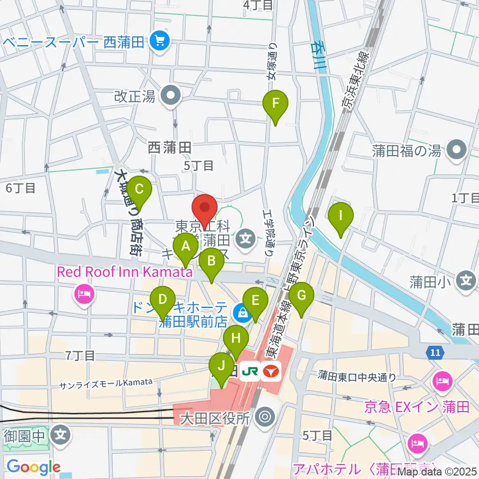 日本工学院アリーナ周辺のコンビニエンスストア一覧地図