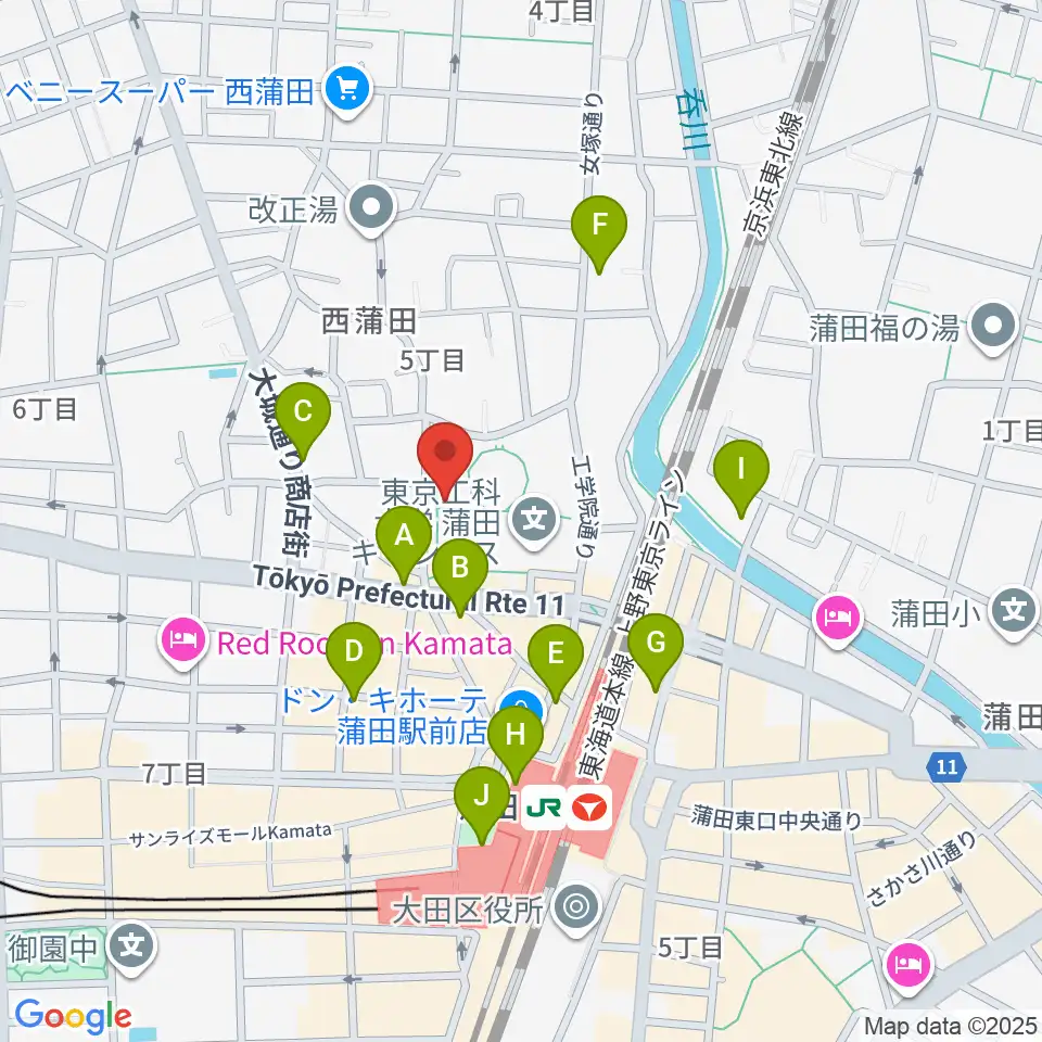 日本工学院アリーナ周辺のコンビニエンスストア一覧地図