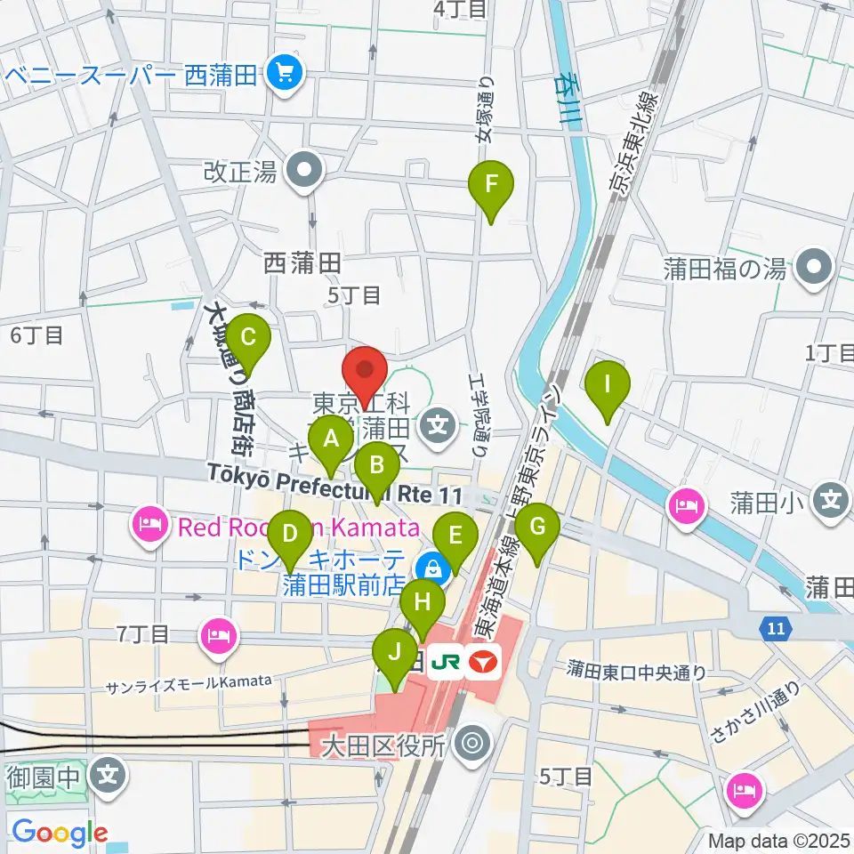 日本工学院アリーナ周辺のコンビニエンスストア一覧地図