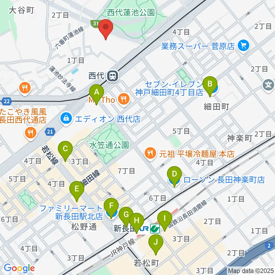 神戸常盤アリーナ周辺のコンビニエンスストア一覧地図