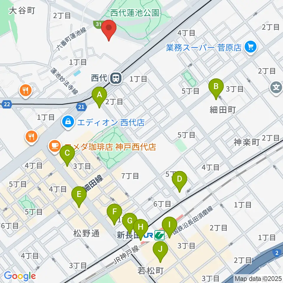 神戸常盤アリーナ周辺のコンビニエンスストア一覧地図