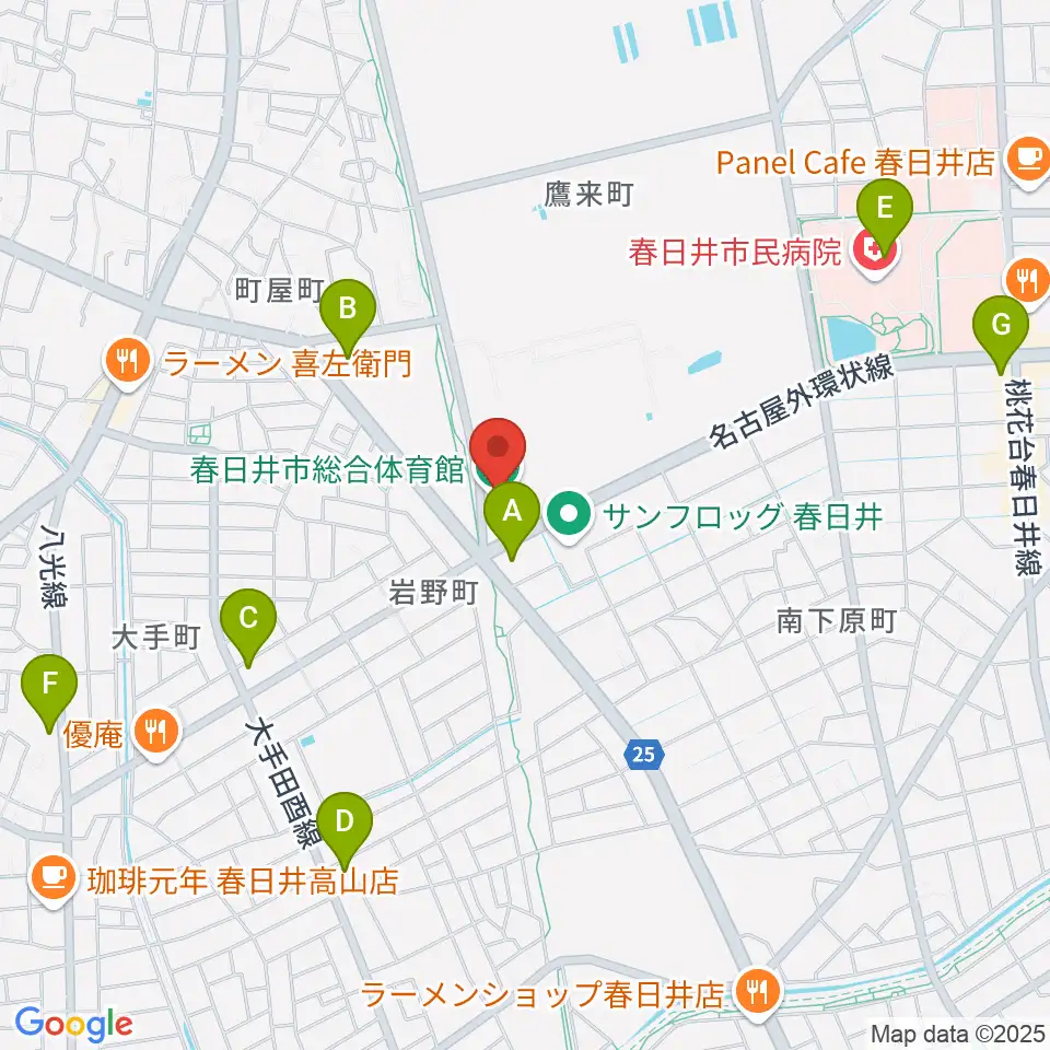 春日井市総合体育館周辺のコンビニエンスストア一覧地図