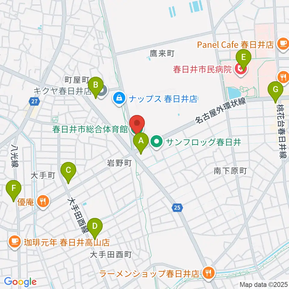 春日井市総合体育館周辺のコンビニエンスストア一覧地図