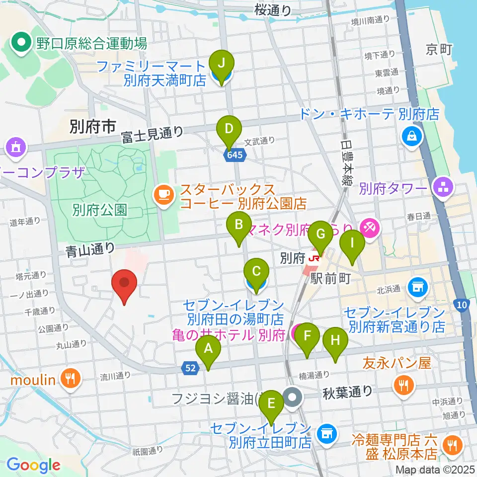 べっぷアリーナ周辺のコンビニエンスストア一覧地図