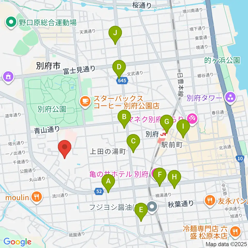 べっぷアリーナ周辺のコンビニエンスストア一覧地図