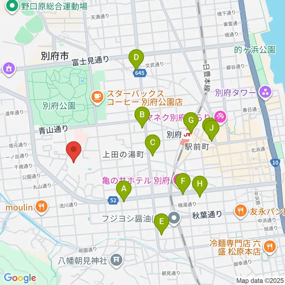 べっぷアリーナ周辺のコンビニエンスストア一覧地図