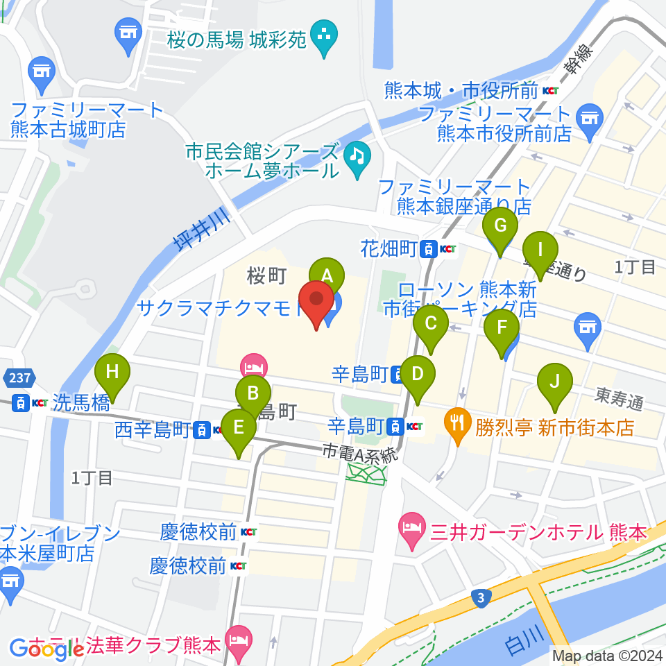 TOHOシネマズ 熊本サクラマチ周辺のコンビニエンスストア一覧地図
