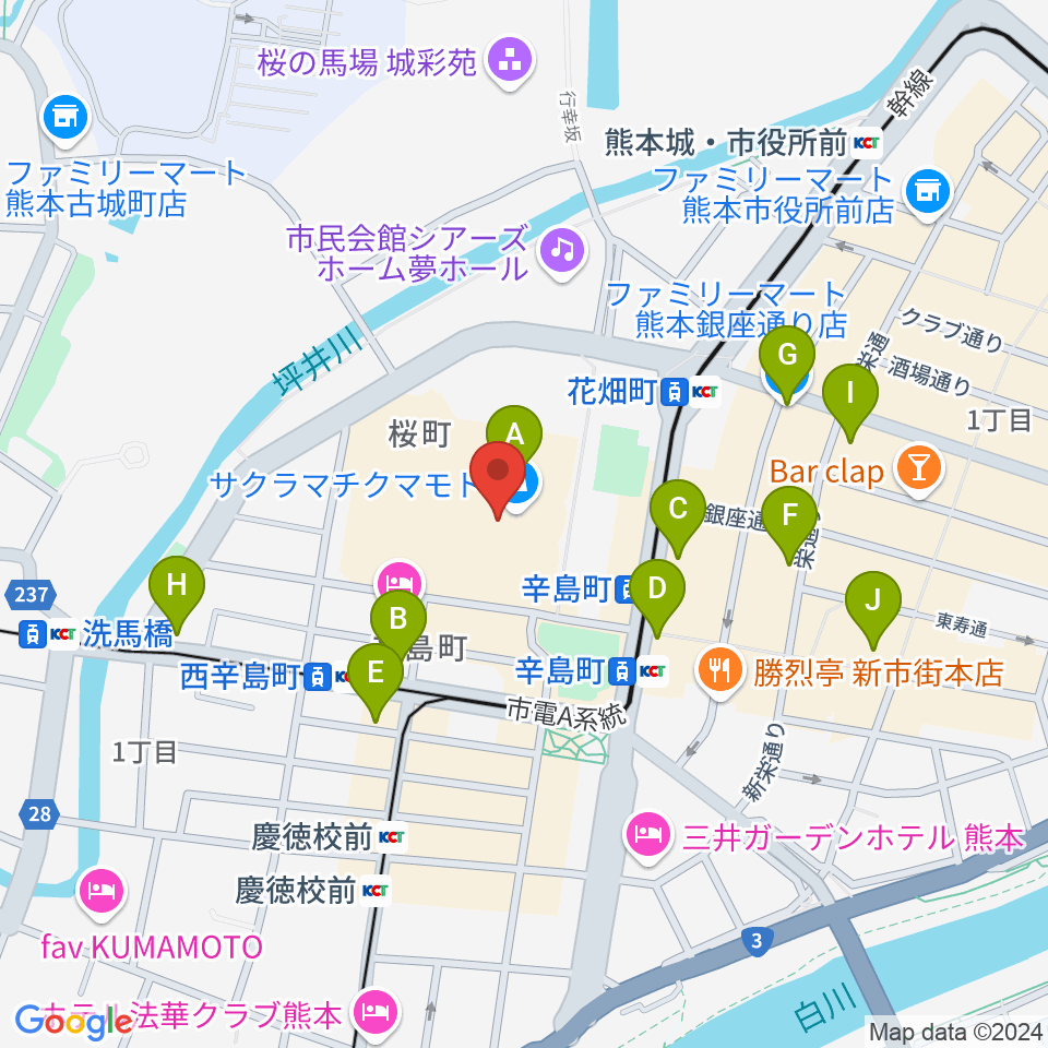 TOHOシネマズ 熊本サクラマチ周辺のコンビニエンスストア一覧地図