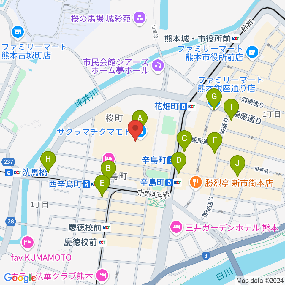 TOHOシネマズ 熊本サクラマチ周辺のコンビニエンスストア一覧地図