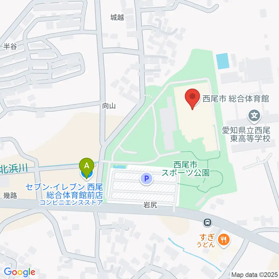 西尾市総合体育館周辺のコンビニエンスストア一覧地図