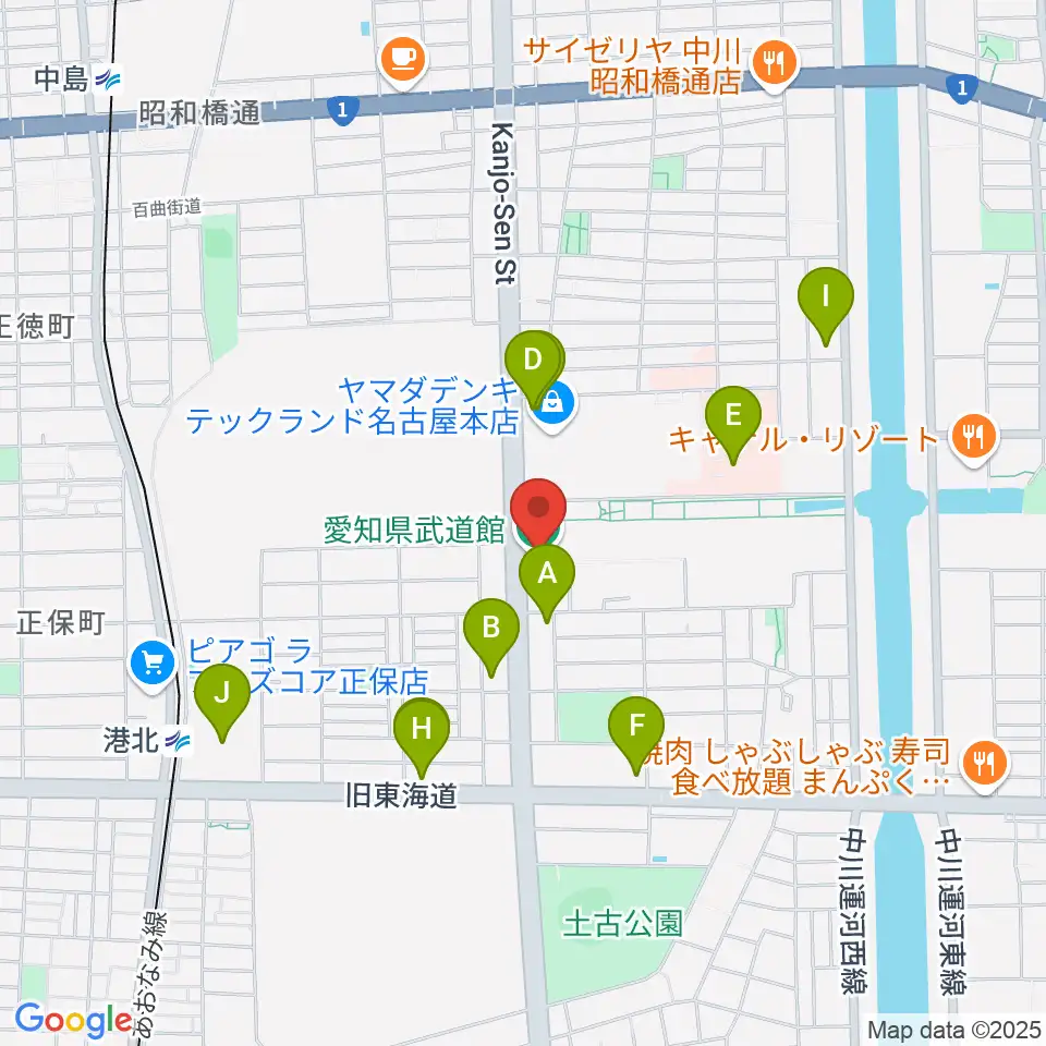 愛知県武道館周辺のコンビニエンスストア一覧地図