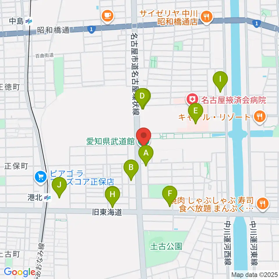 愛知県武道館周辺のコンビニエンスストア一覧地図