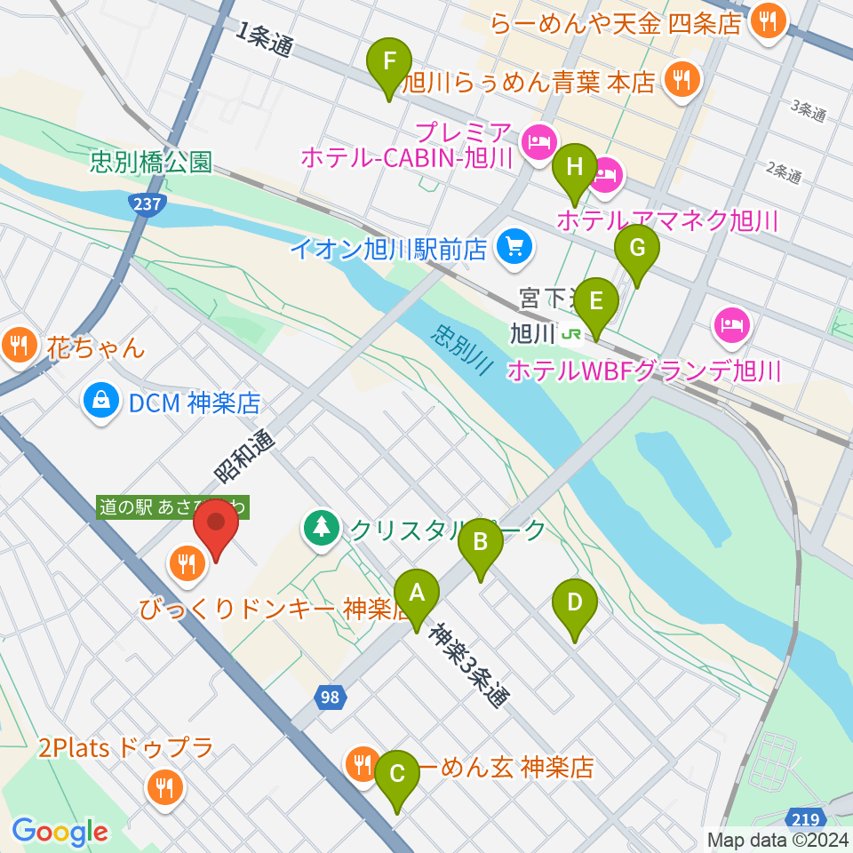 道北アークス大雪アリーナ周辺のコンビニエンスストア一覧地図