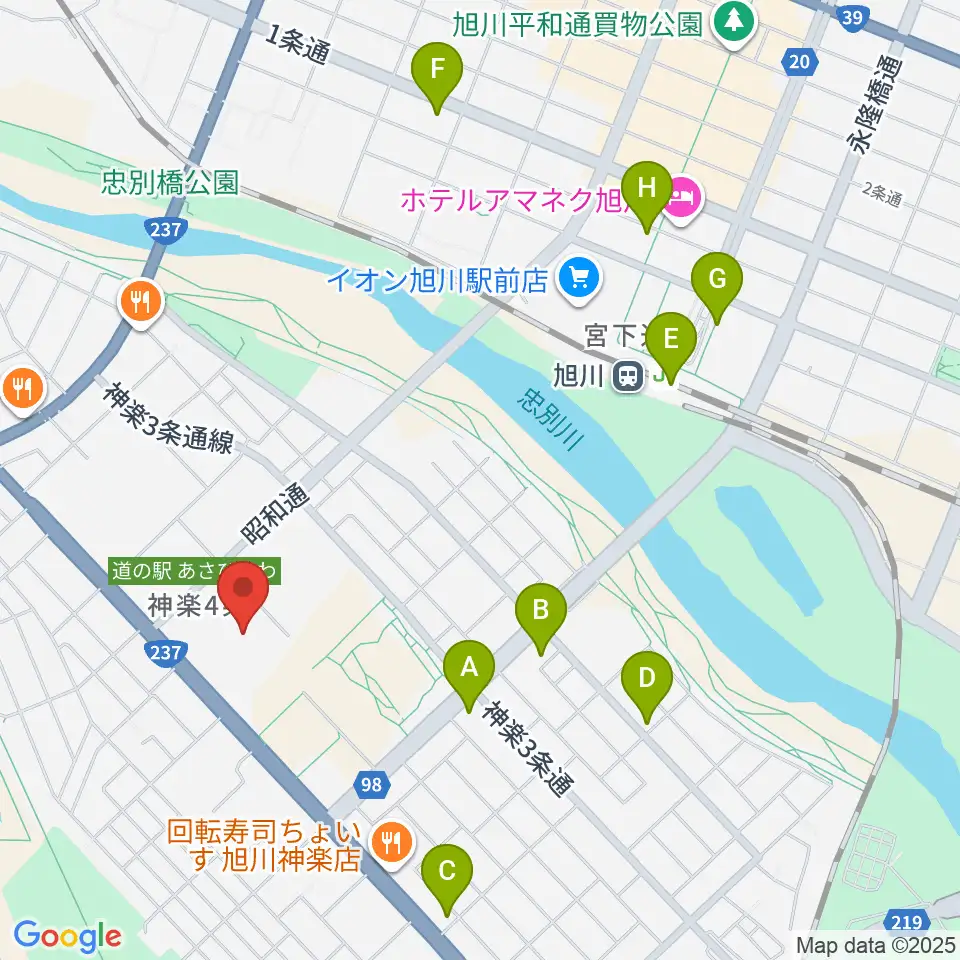 道北アークス大雪アリーナ周辺のコンビニエンスストア一覧地図
