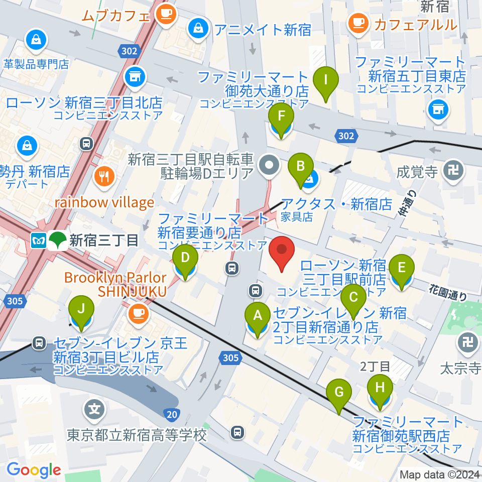 スタジオピットイン周辺のコンビニエンスストア一覧地図