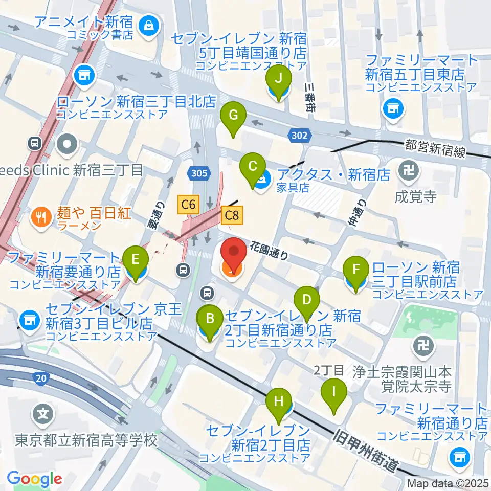 スタジオピットイン周辺のコンビニエンスストア一覧地図