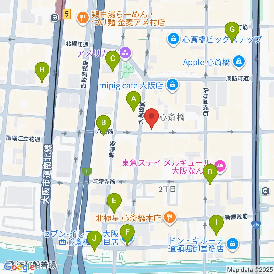 心斎橋Anima周辺のコンビニエンスストア一覧地図