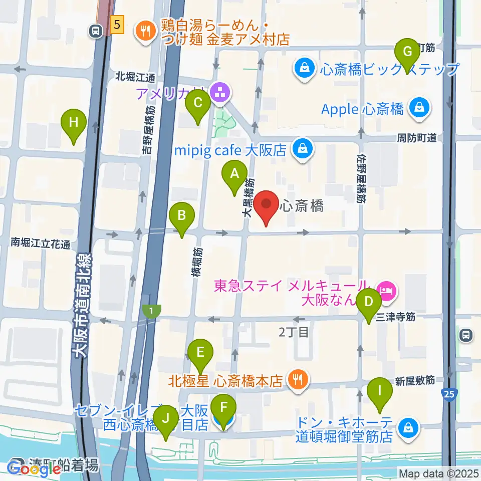 心斎橋Anima周辺のコンビニエンスストア一覧地図