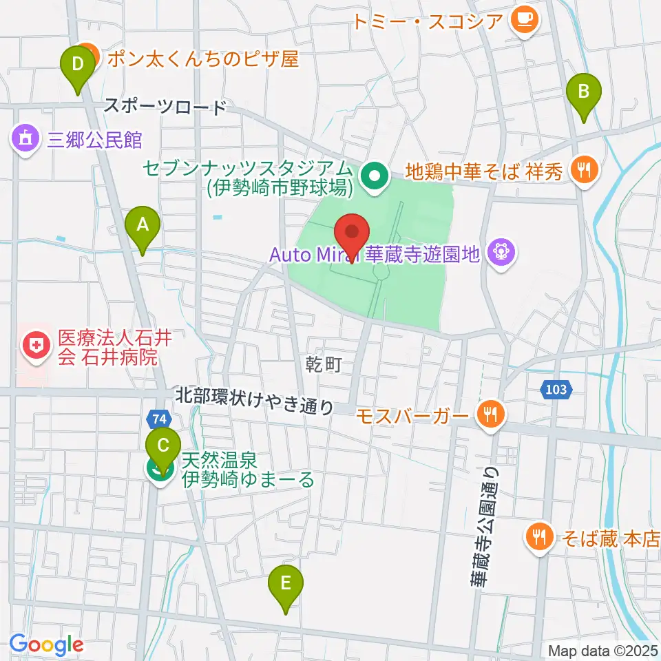 アイオーしんきん伊勢崎アリーナ周辺のコンビニエンスストア一覧地図