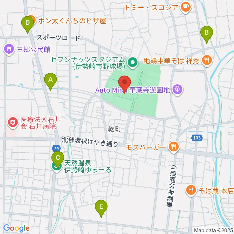アイオーしんきん伊勢崎アリーナ周辺のコンビニエンスストア一覧地図