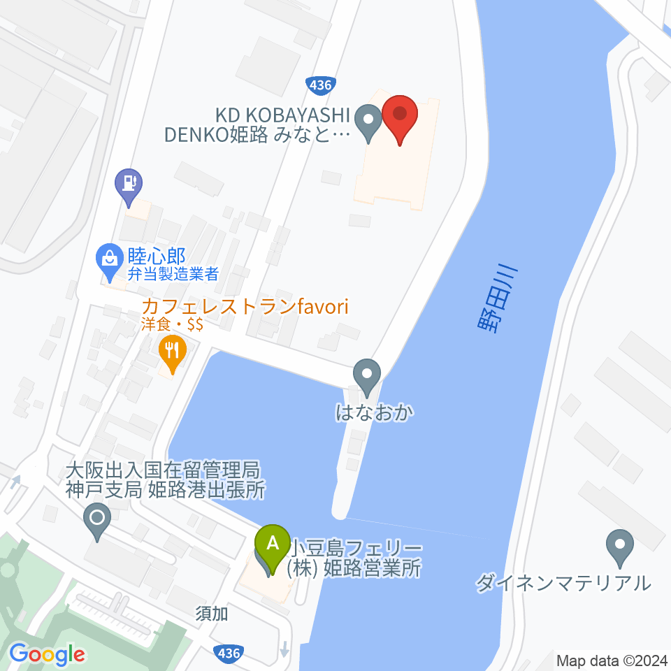 KD姫路みなとドーム周辺のコンビニエンスストア一覧地図