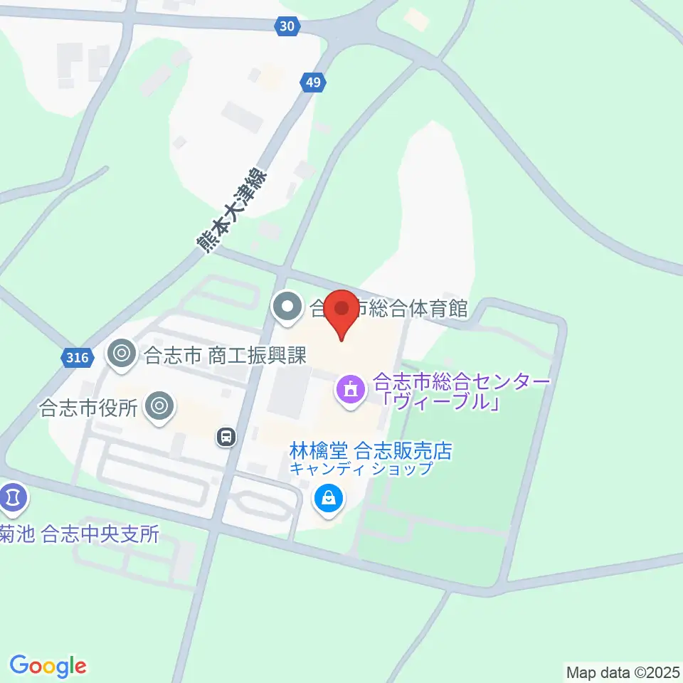 合志市総合体育館周辺のコンビニエンスストア一覧地図