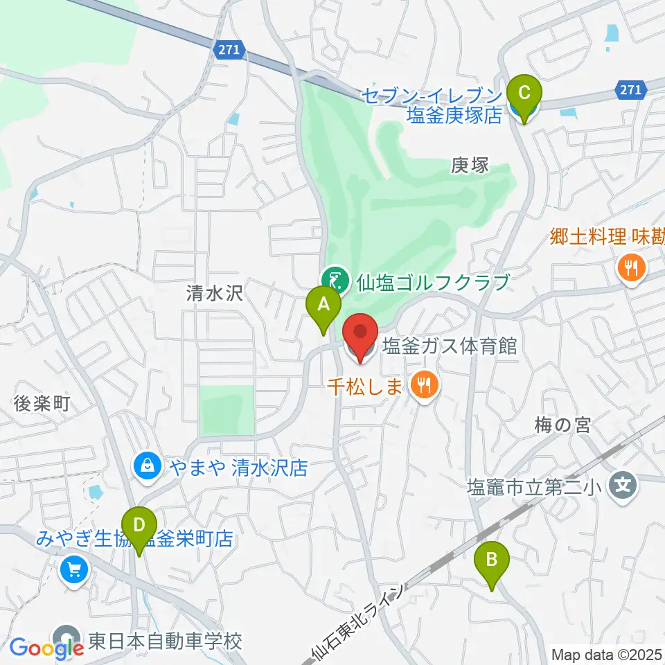 塩釜ガス体育館周辺のコンビニエンスストア一覧地図