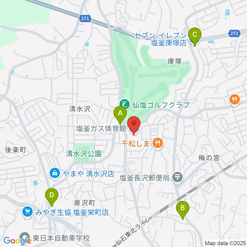 塩釜ガス体育館周辺のコンビニエンスストア一覧地図