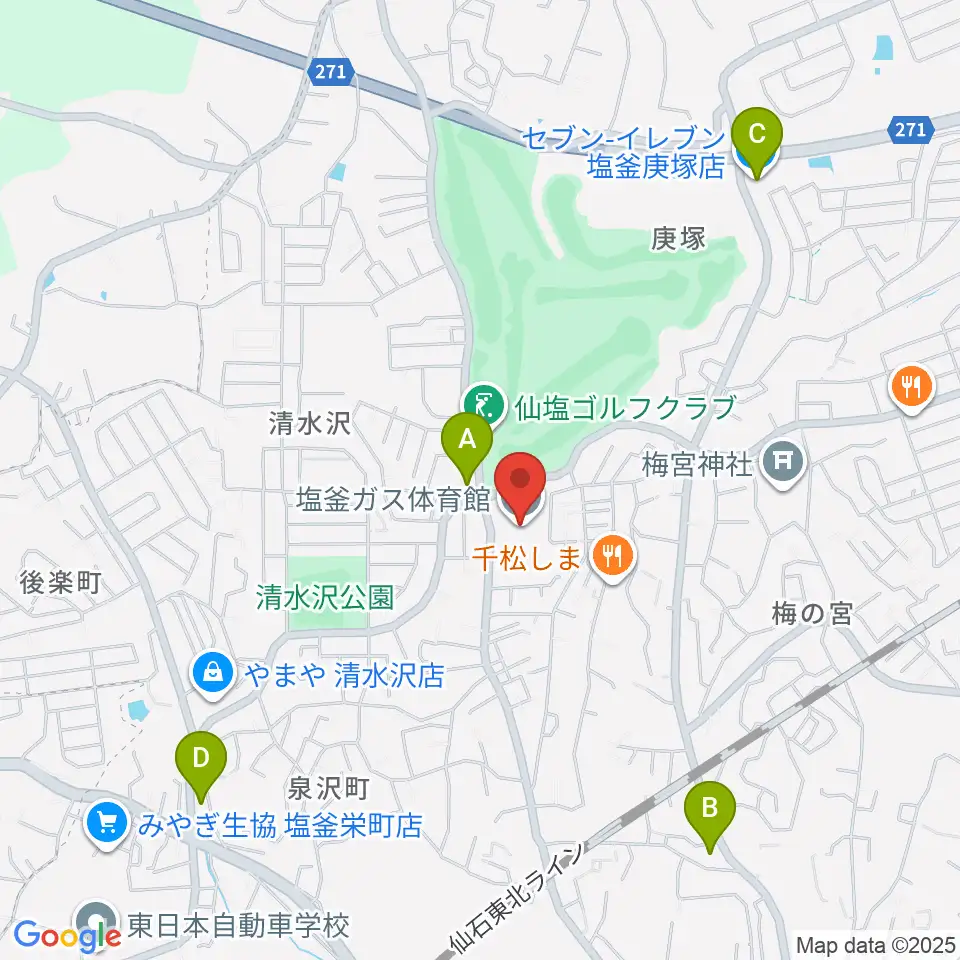 塩釜ガス体育館周辺のコンビニエンスストア一覧地図