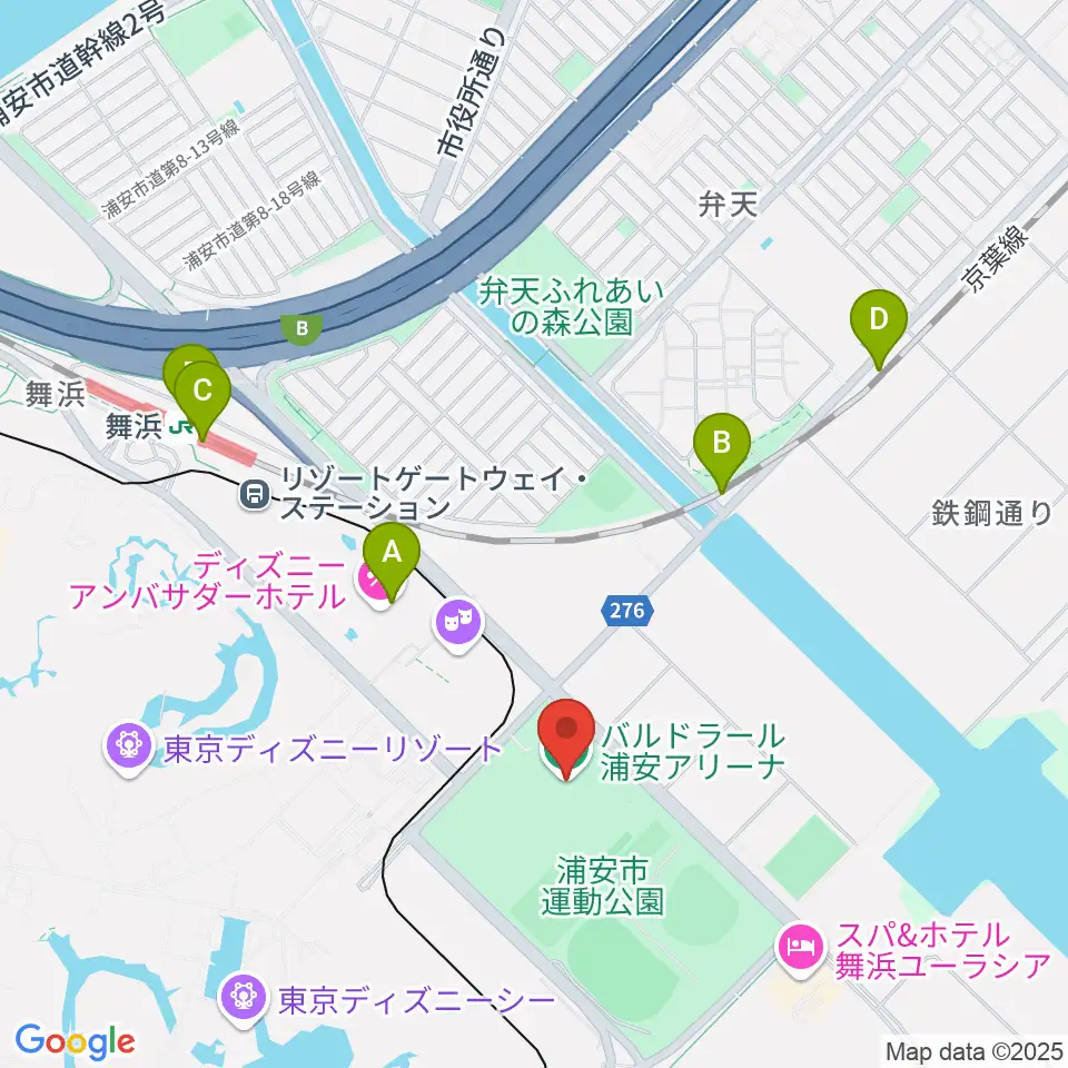 バルドラール浦安アリーナ周辺のコンビニエンスストア一覧地図