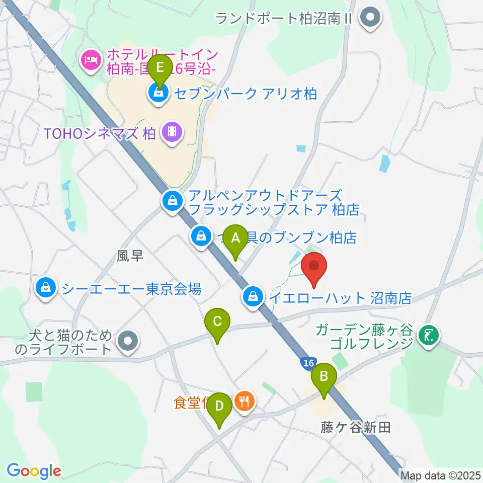 柏市沼南体育館周辺のコンビニエンスストア一覧地図