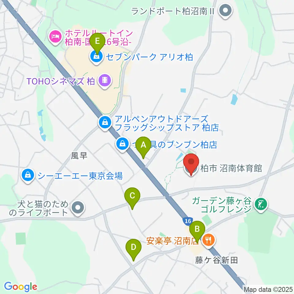 柏市沼南体育館周辺のコンビニエンスストア一覧地図