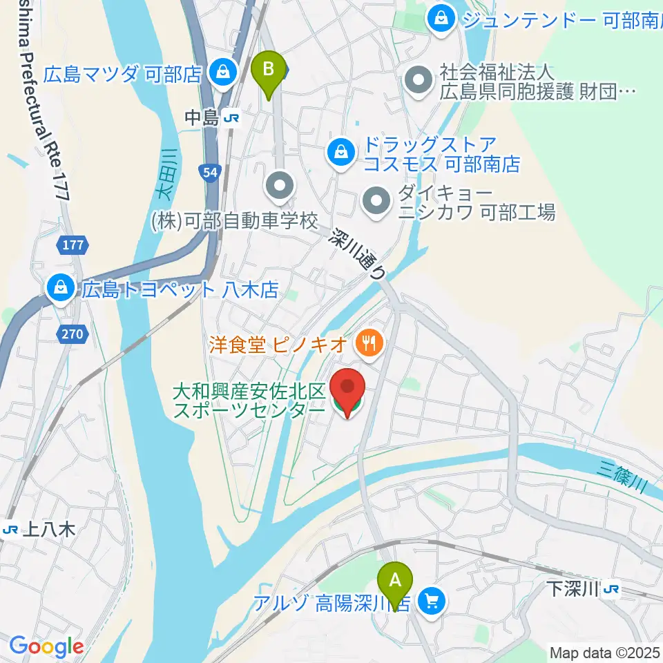 大和興産安佐北区スポーツセンター周辺のコンビニエンスストア一覧地図