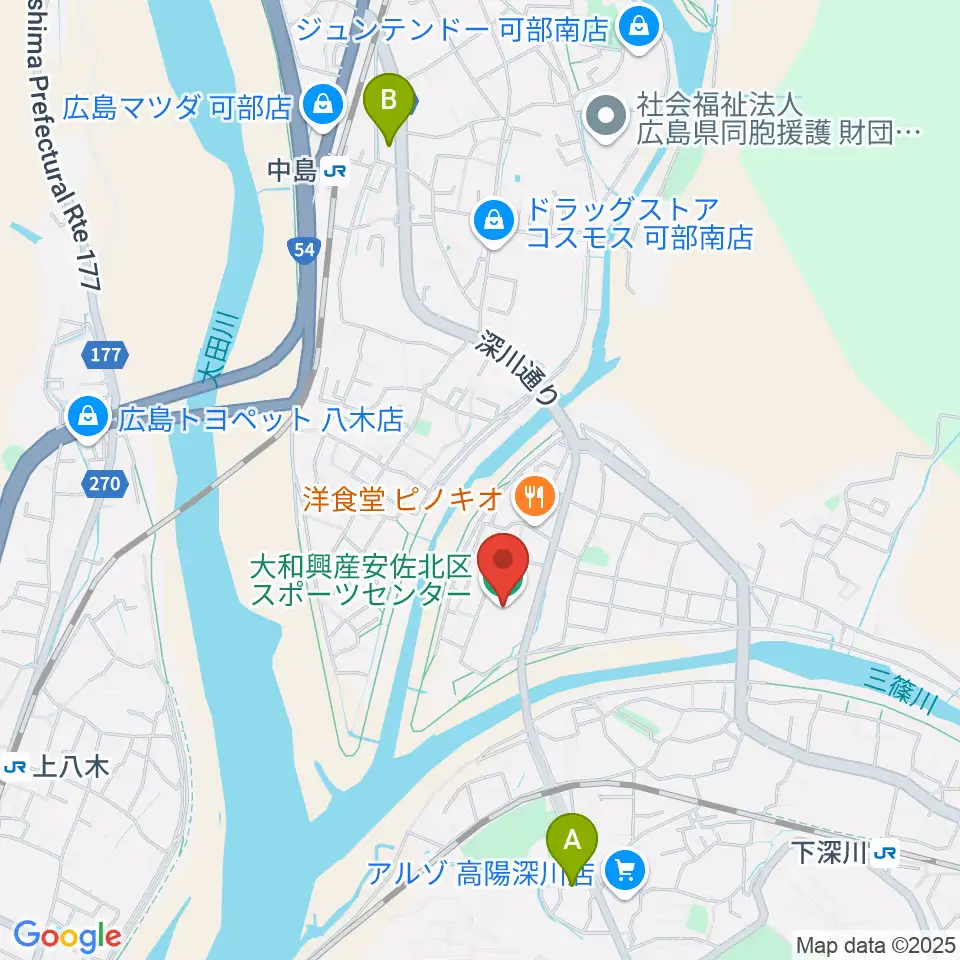 大和興産安佐北区スポーツセンター周辺のコンビニエンスストア一覧地図
