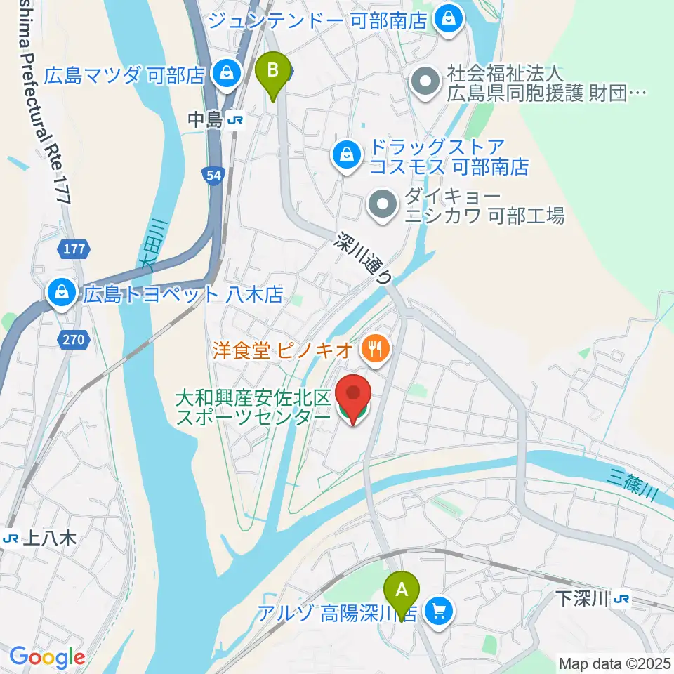 大和興産安佐北区スポーツセンター周辺のコンビニエンスストア一覧地図