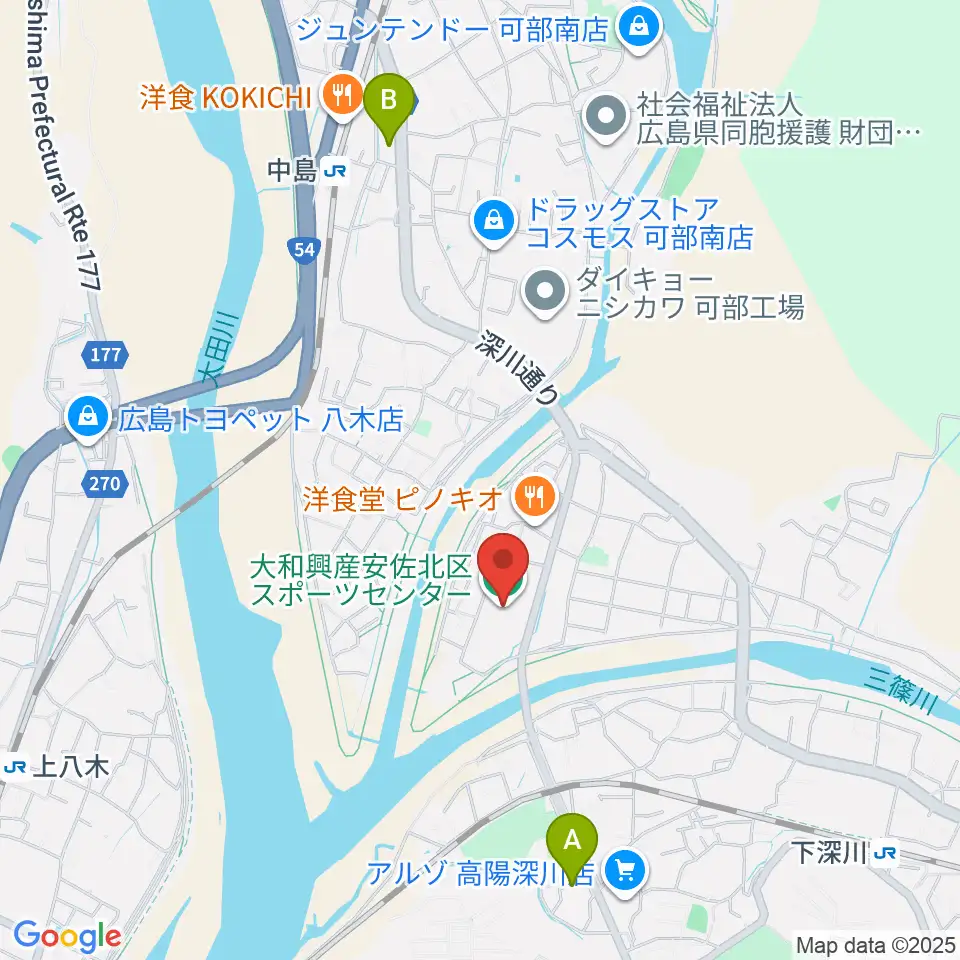 大和興産安佐北区スポーツセンター周辺のコンビニエンスストア一覧地図