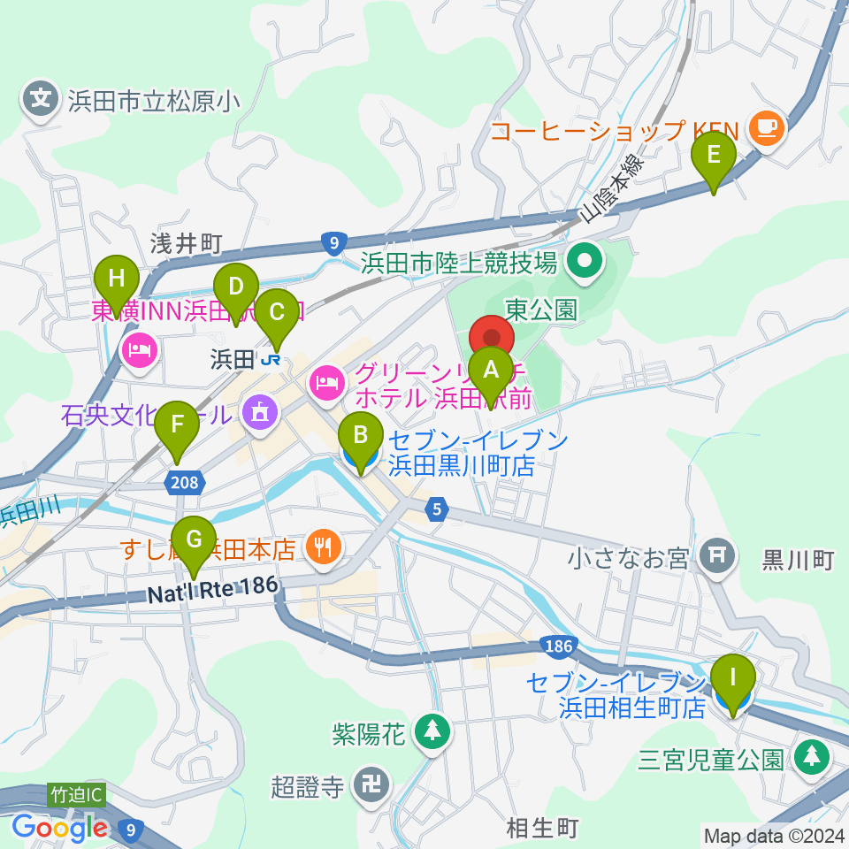 島根県立体育館周辺のコンビニエンスストア一覧地図