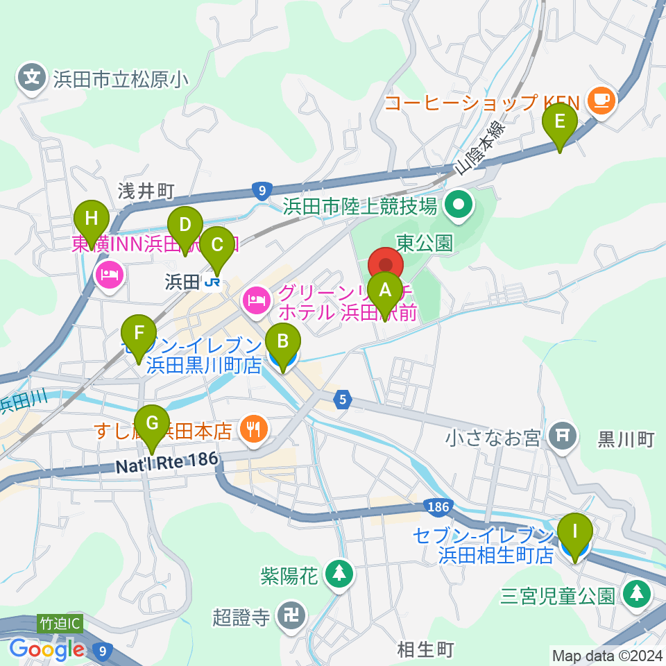 島根県立体育館周辺のコンビニエンスストア一覧地図