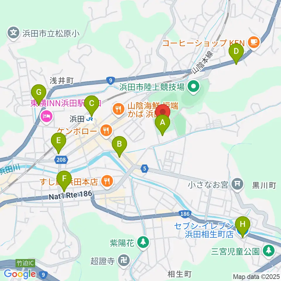 島根県立体育館周辺のコンビニエンスストア一覧地図