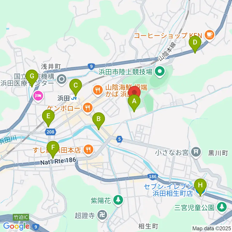 島根県立体育館周辺のコンビニエンスストア一覧地図