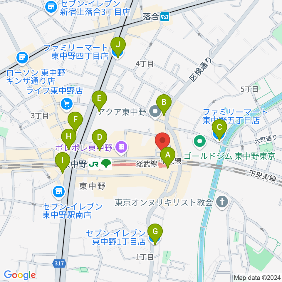 ヴァイオリン工房レゾネイト周辺のコンビニエンスストア一覧地図