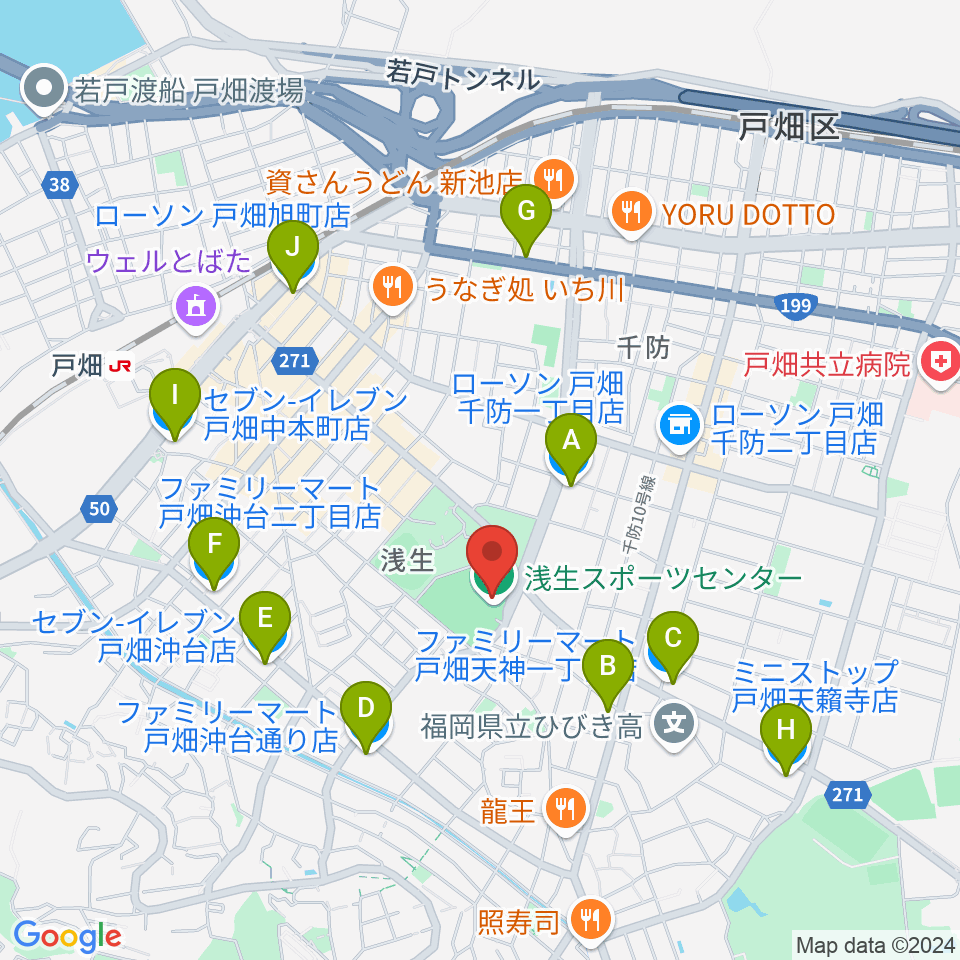 第一警備スポーツセンター戸畑周辺のコンビニエンスストア一覧地図