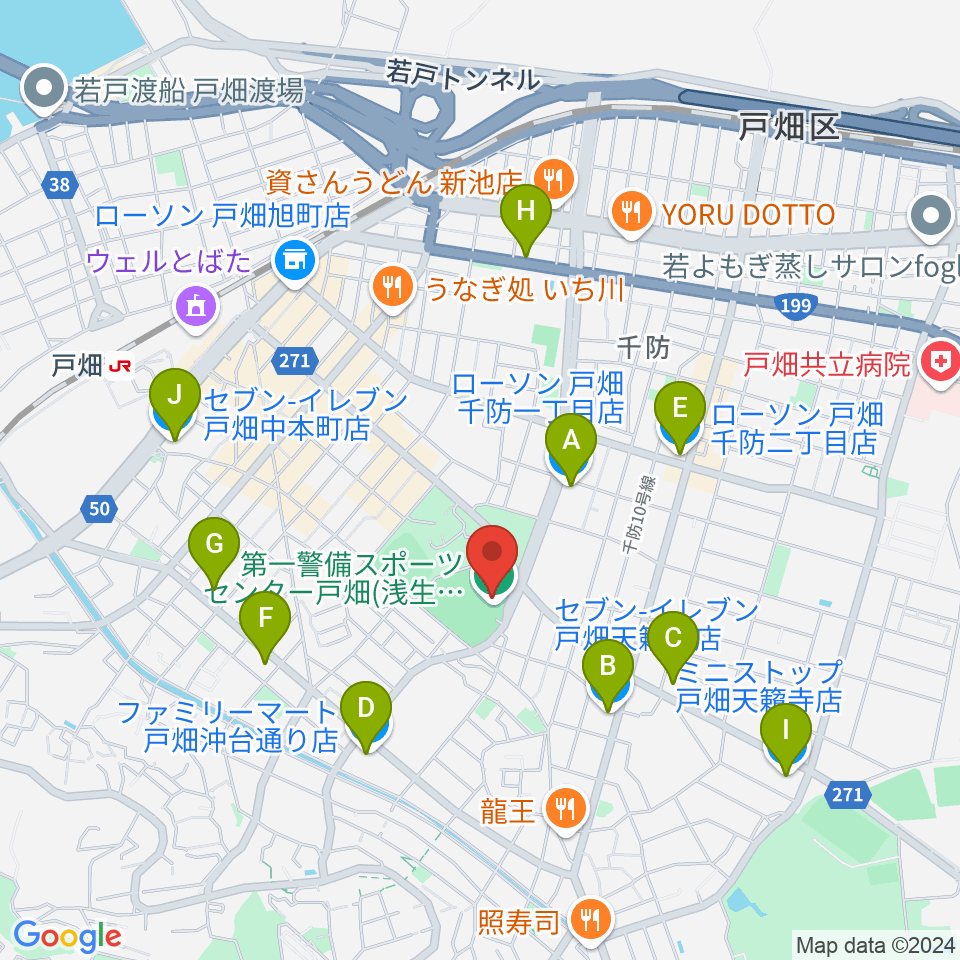 第一警備スポーツセンター戸畑周辺のコンビニエンスストア一覧地図