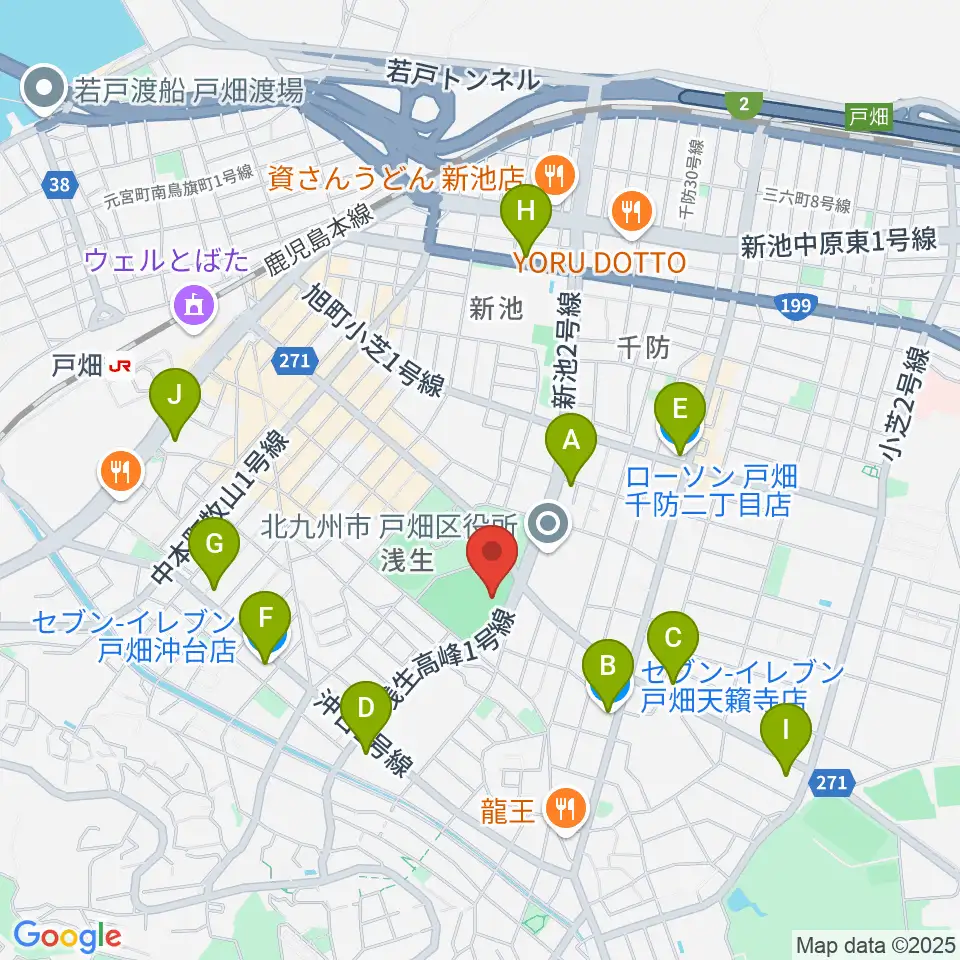 第一警備スポーツセンター戸畑周辺のコンビニエンスストア一覧地図