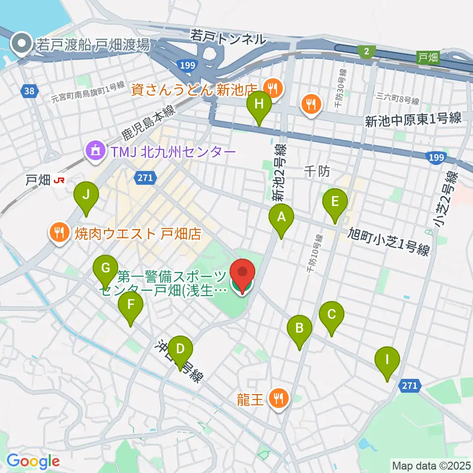 第一警備スポーツセンター戸畑周辺のコンビニエンスストア一覧地図